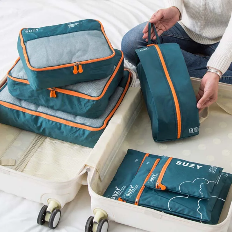 Foldable Rolling Luggage Bag - 7/6 Stuks Set Reisorganisator Opbergzakken Koffer