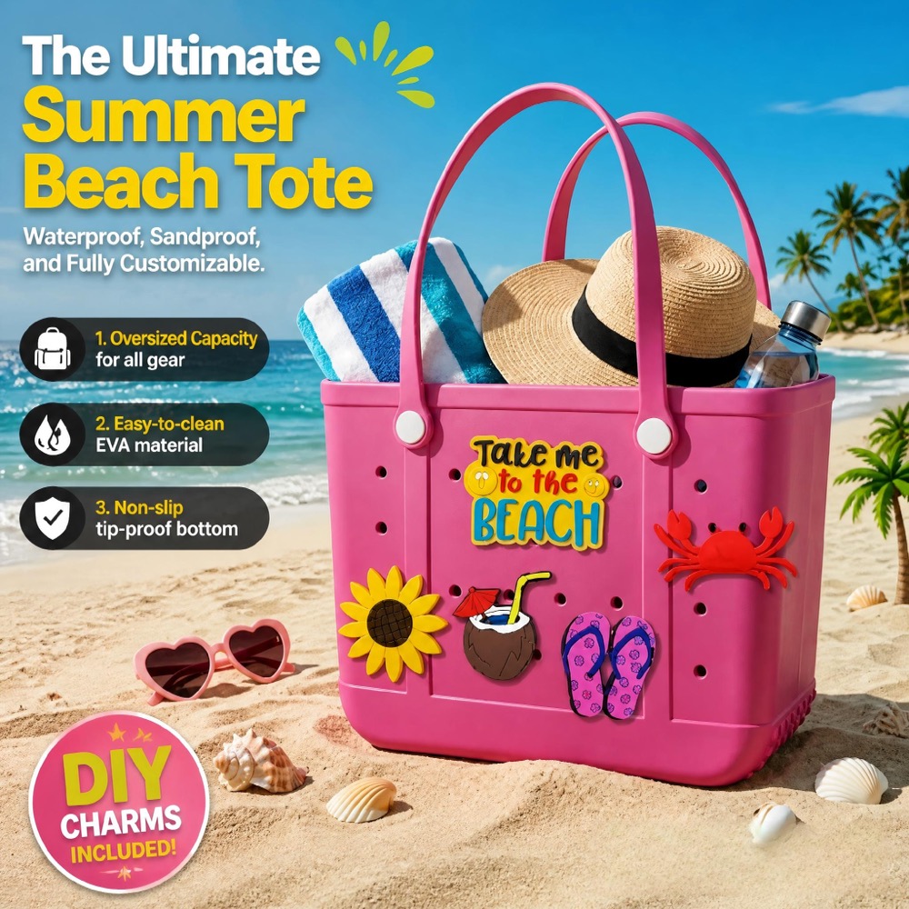 Handbags - Oversized rubberen strandtas voor dames, zandbestendige